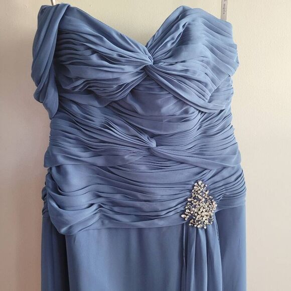 NWT Alfred Angelo navy single strap maxi dress sweetheart neckline wedding guest - Picture 4 of 16